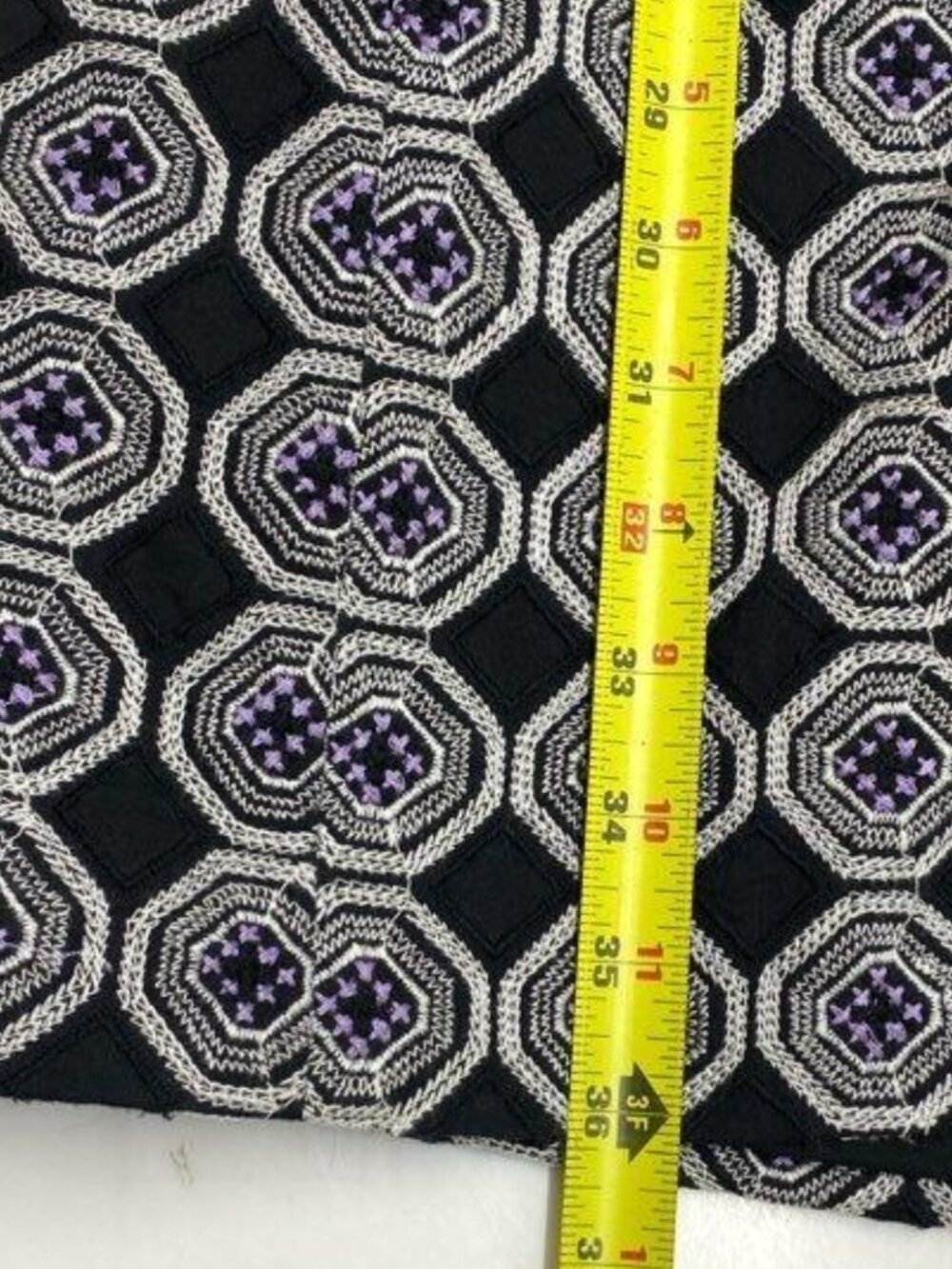 T Tahari Calypso Embroidered Geometric Sweater Jacket Black White Purple M/L (Es - Picture 6 of 9